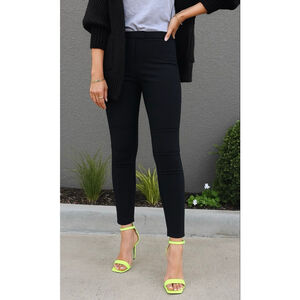 Maje Black Moto Slim Stretch Pants EU 36 US Small Minimalist Trouser